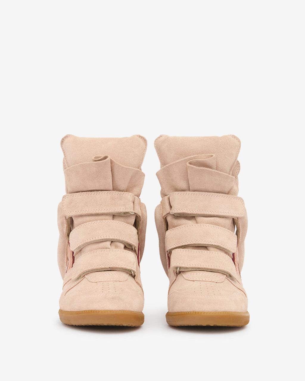 Isabel Marant Bekett Wedge Sneakers – Pale Pink & Peach Calfskin Leather & Suede