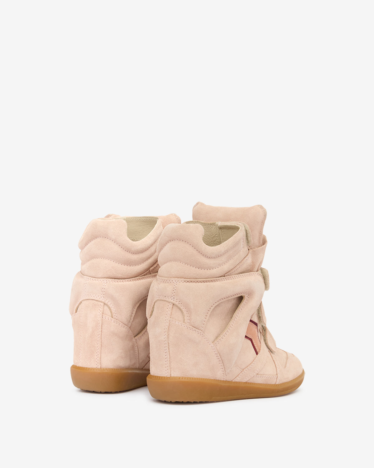 Isabel Marant Bekett Wedge Sneakers – Pale Pink & Peach Calfskin Leather & Suede