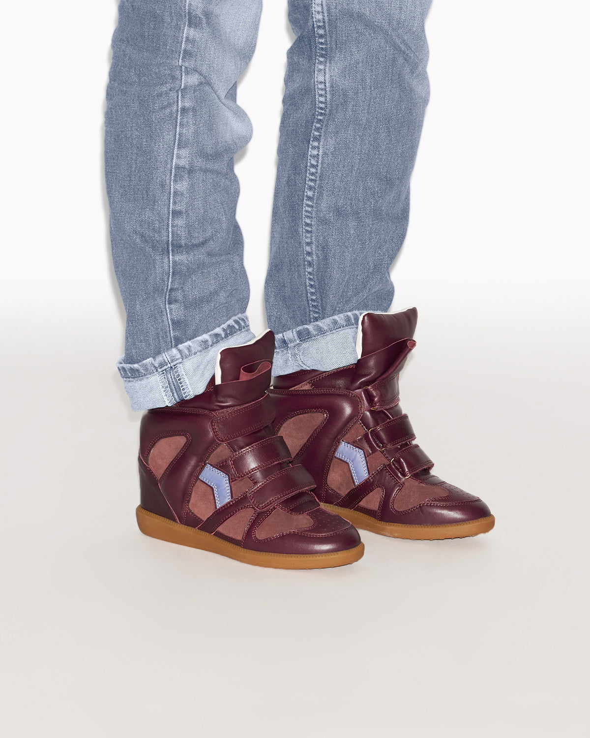Isabel Marant Bekett Concealed Wedge Sneakers – Plum & Lavender Leather & Suede