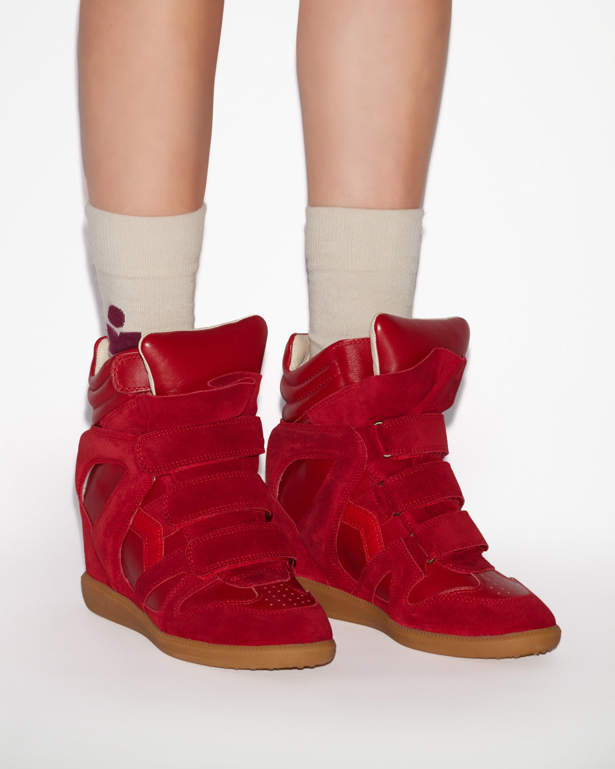 Isabel Marant Women’s Bekett High‑Top Sneakers – Red Designer Footwear