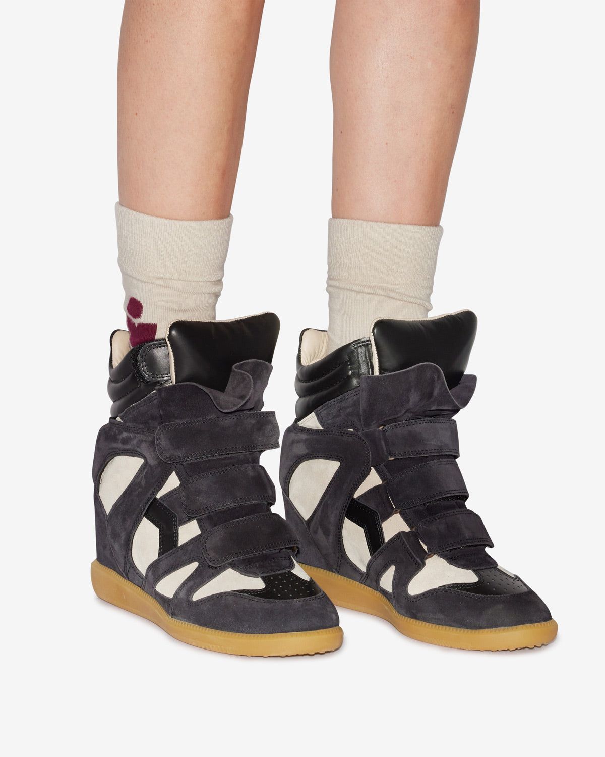 Isabel Marant Women’s Bekett High‑Top Sneakers – Faded Black & Chalk